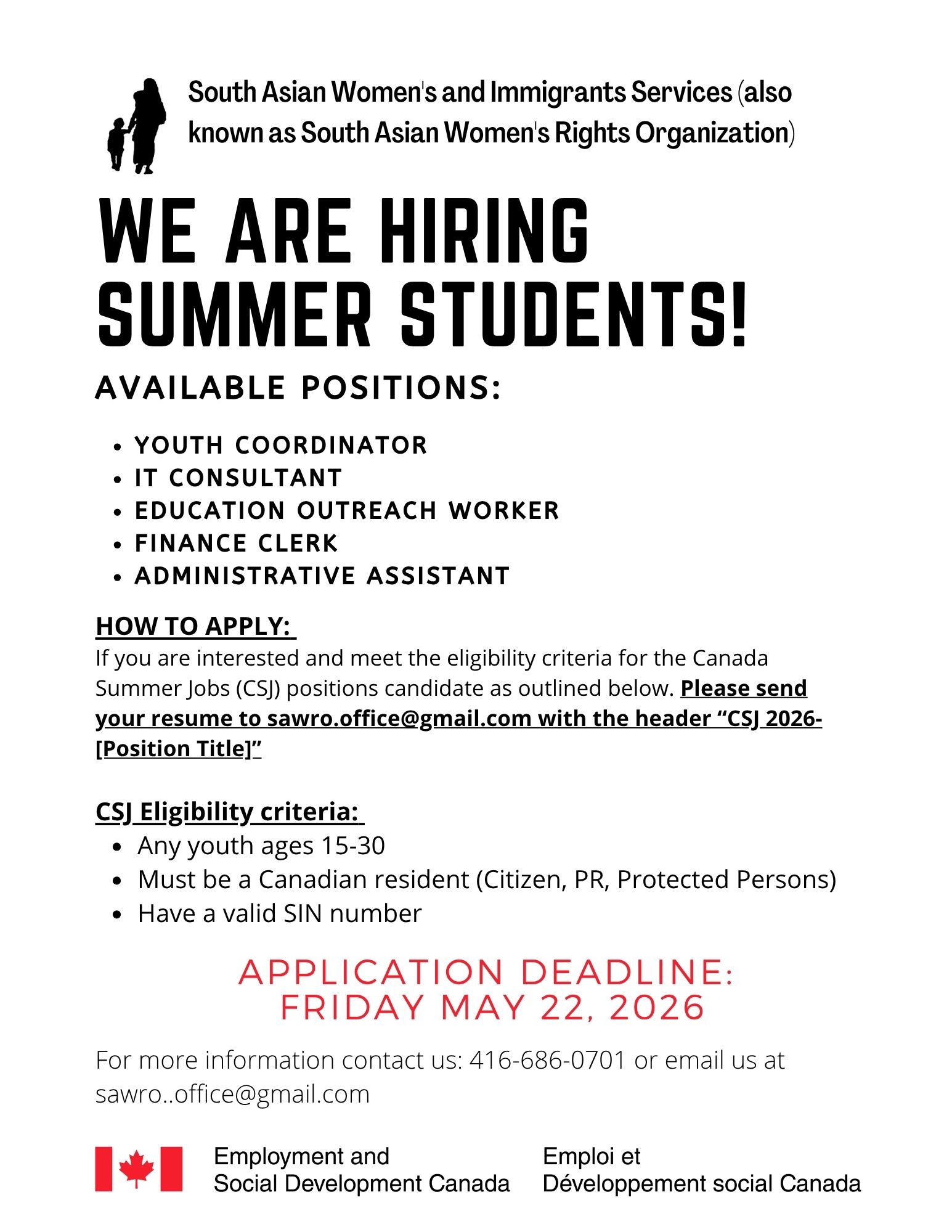 SAWIS IS HIRING! CSJ 2026